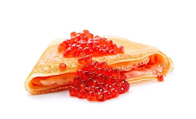 Red Caviar Pancakes Caviar Crepes Abstract Generative AI Illustration