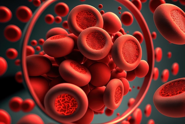 A red cell with a white circle inside it