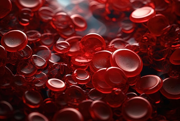 red cells in a pile of sorted ones close up