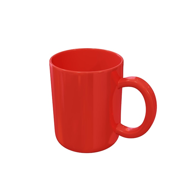 Red ceramic mug 3D render