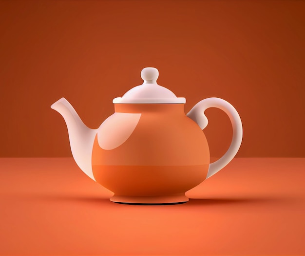 Red ceramic teapot on a colored background