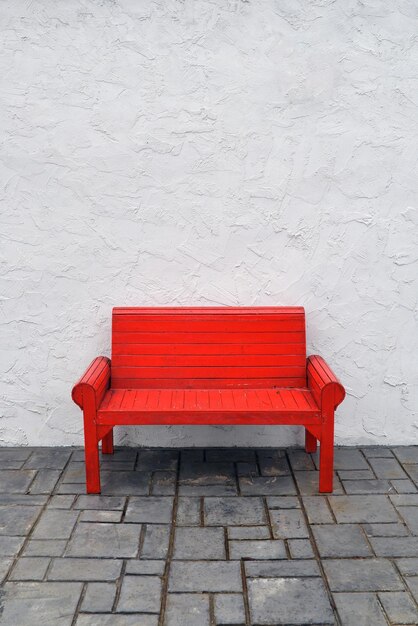 Red chair against wall