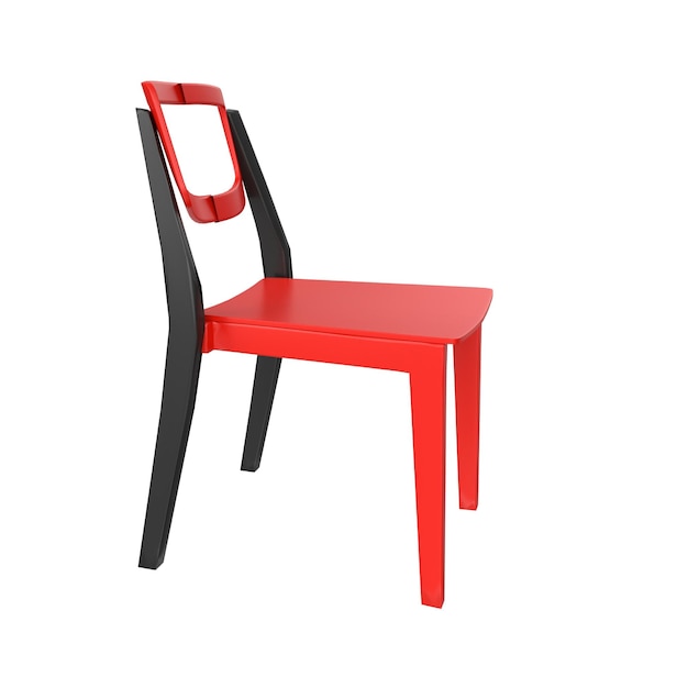 A red chair with a black back and a black back.