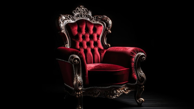 A red chair with a gold crown on it