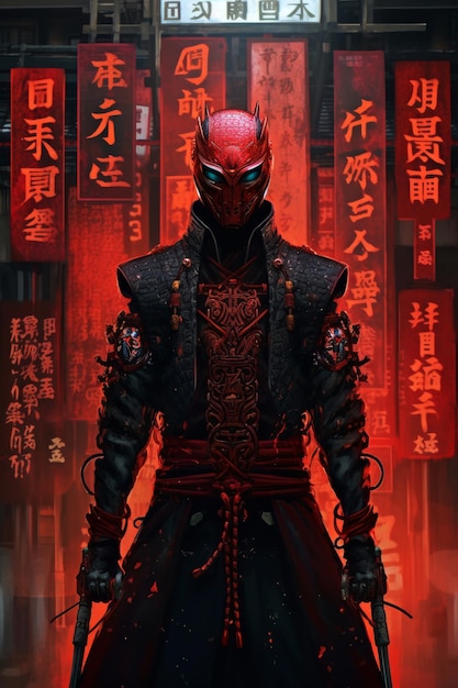 A red character with a sword
