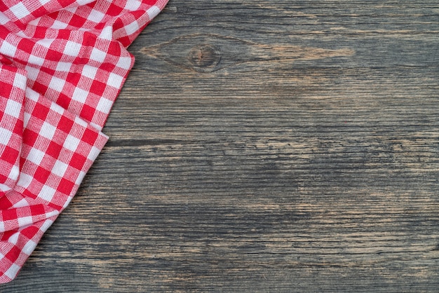 Red checkered towel on the kitchen table