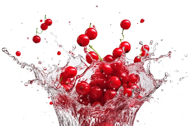 red cherries falling into water