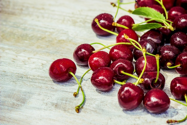 Red cherries. Selective focus. Food and drink.