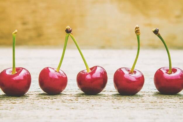 Red cherries. Selective focus. food nature fruit.