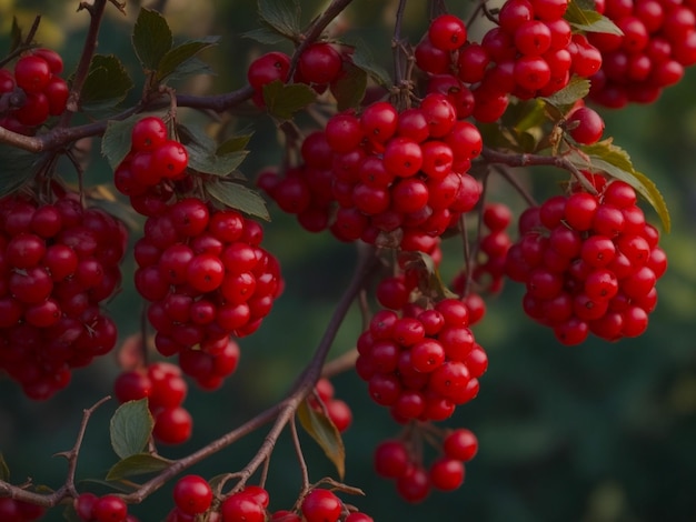 Red cherries on the tree