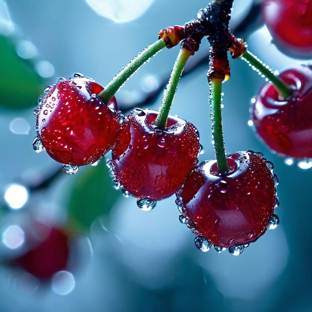 red cherries on water