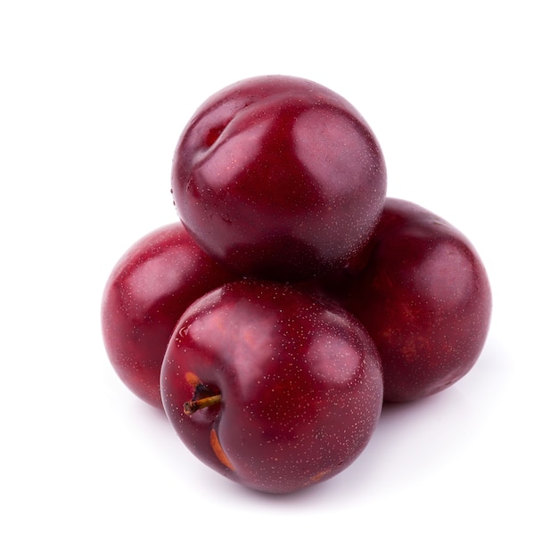 Red cherry plum isolated on white background