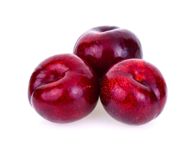 Red cherry plum isolated on white background