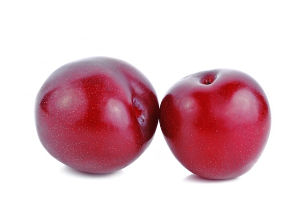 Red cherry plum isolated