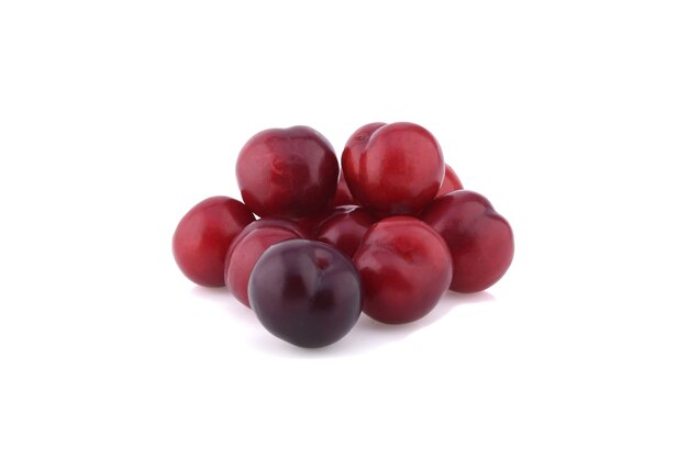 Red cherry plum isolated