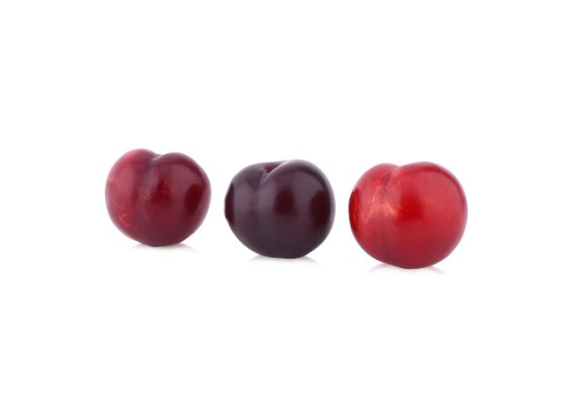 Red cherry plum isolated