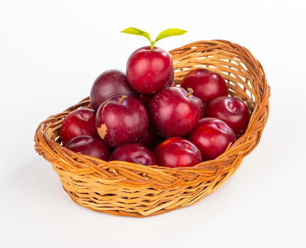 red cherry plum on white background