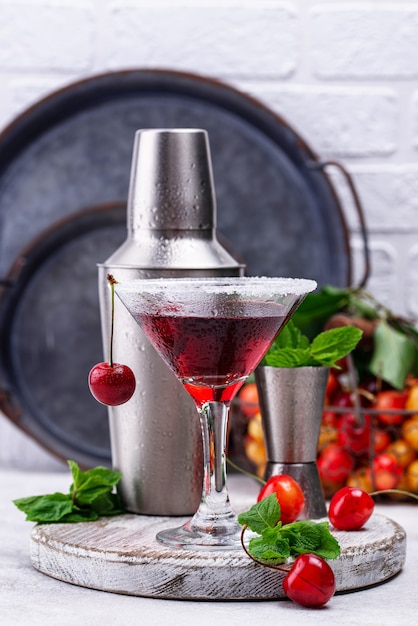 Red cherry  summer cocktail