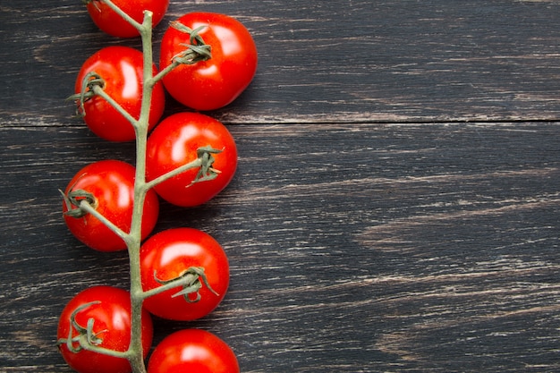 Red cherry tomatoes on a branch 