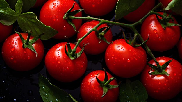 Фото Красные помидоры на черном фоне