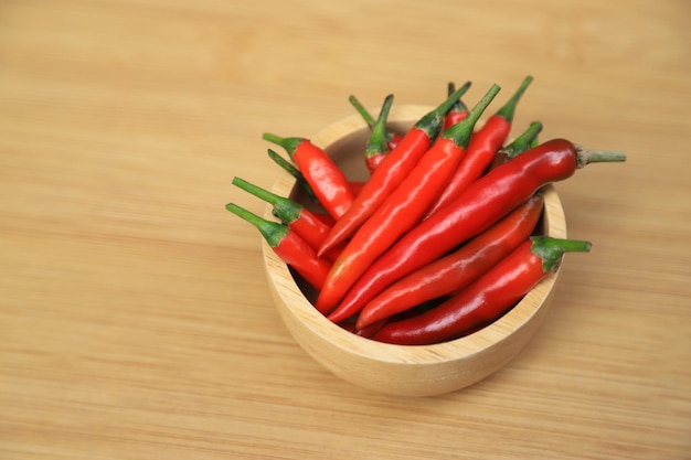 Red chili in bowl for using as a ingredient for cooking in healthy eating