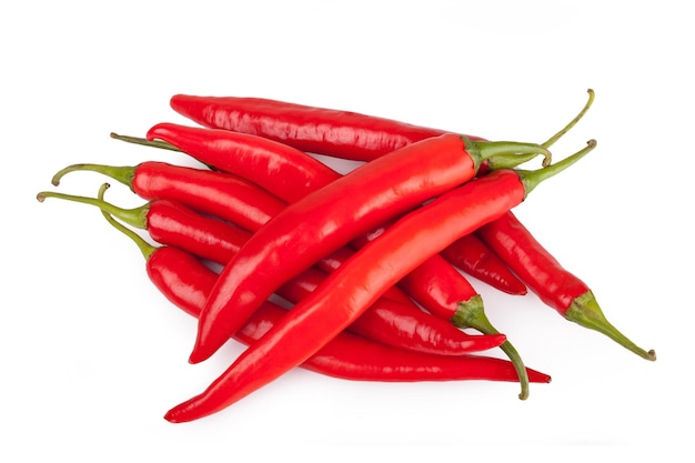 Red chili or chilli cayenne pepper isolated on white background