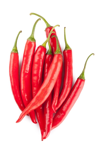 Red chili or chilli cayenne pepper isolated on white background