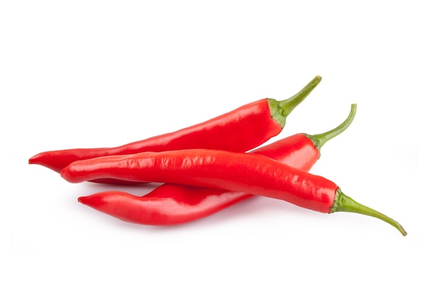 Red chili or chilli cayenne pepper isolated on white background