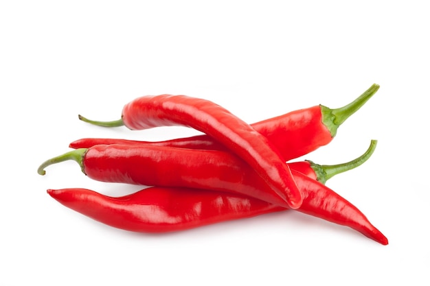 Red chili or chilli cayenne pepper isolated on white background