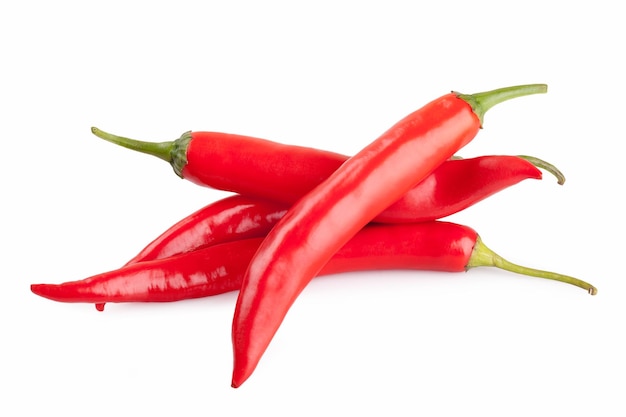 Red chili or chilli cayenne pepper isolated on white background