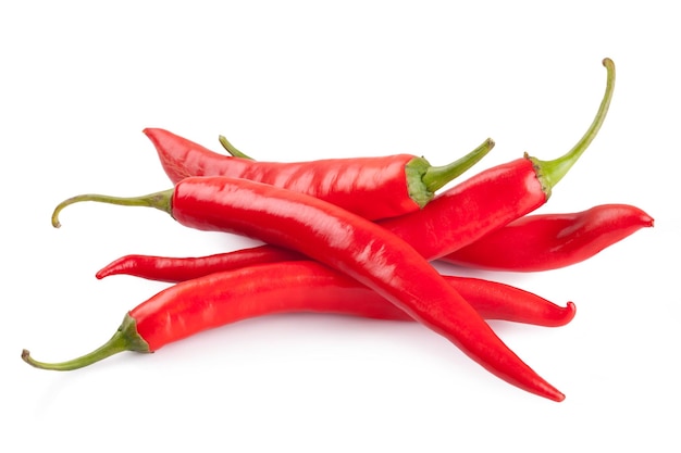 Red chili or chilli cayenne pepper isolated on white background