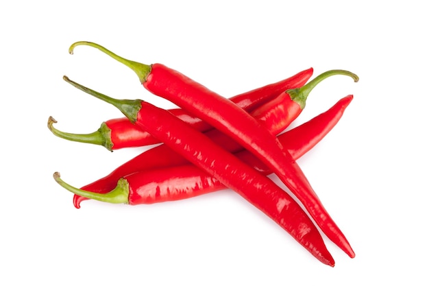 Red chili or chilli cayenne pepper isolated on white backgroundxAxA