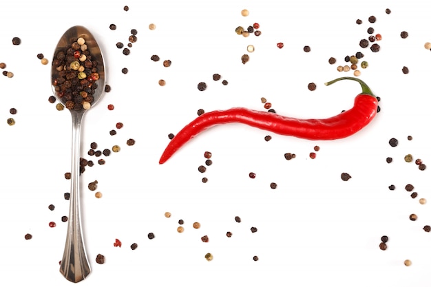 Red chili and dried pepper seeds