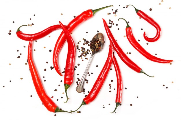 Red chili and dried pepper seeds