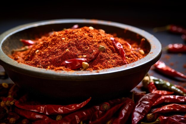 Foto i fiocchi di peperoncino rosso generano ai