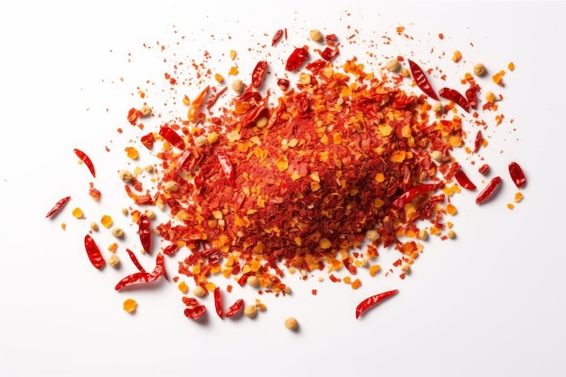 Red chili flakes Powder dry pile Generate Ai