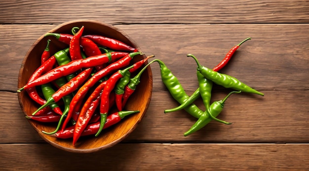 red chili peper on a wooden table