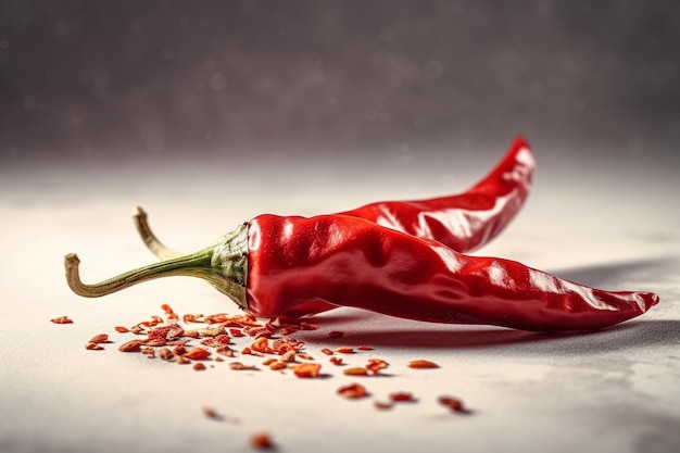 Red chili pepper on a gray background