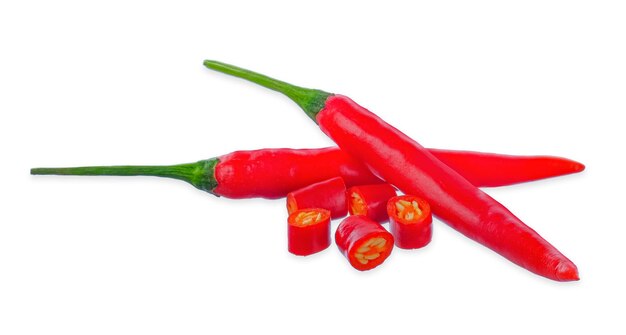 Red chili peppers isolated on white background Chili peppers clipping path