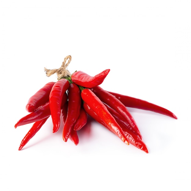 Red chili peppers isolated on a white background