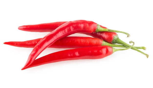 Red chili peppers isolated on white background