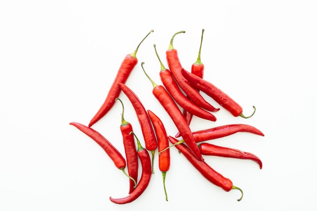 Red chili peppers isolated on white background