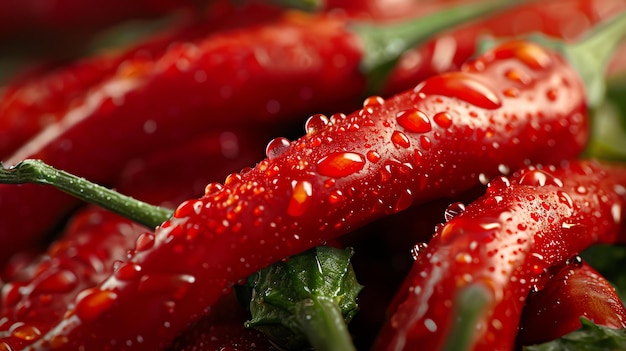 Photo red chili peppers with water drops