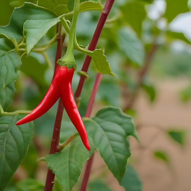 Photo a red chili plant with a green leaf that says  chill