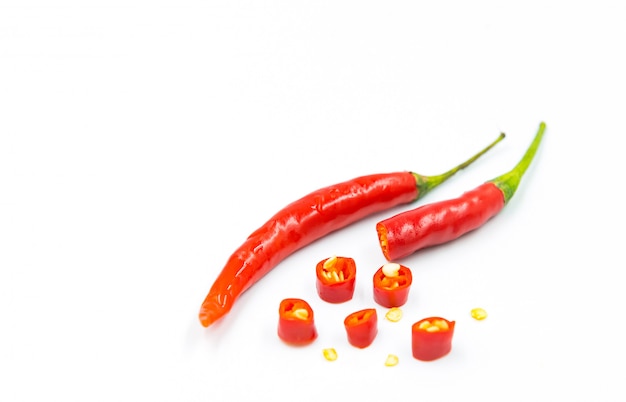 red chili on white background, pepper, paprika