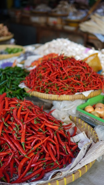 red chilis in traditional market