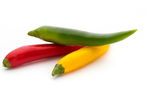 Red chilli pepper isolated on a white background.