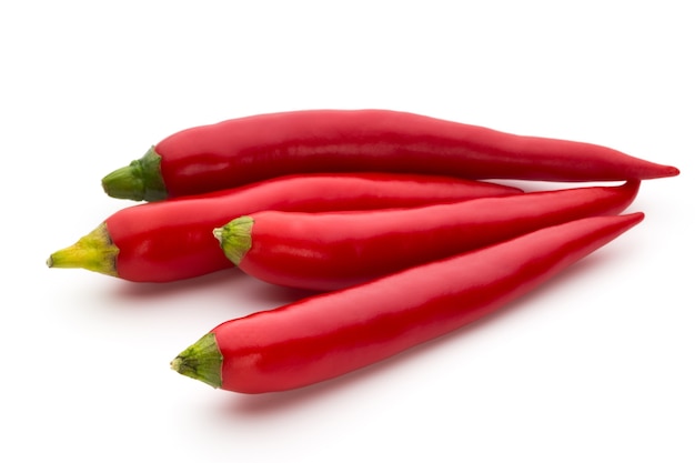 Red chilli pepper isolated on white.