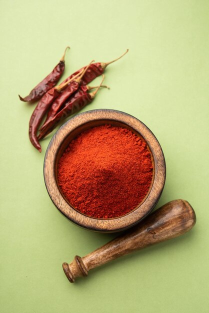 Photo red chilli powder or lal mirch dust