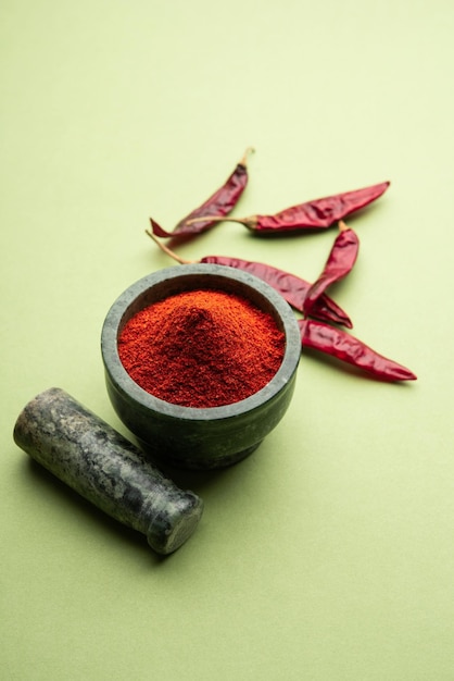 Photo red chilli powder or lal mirch dust